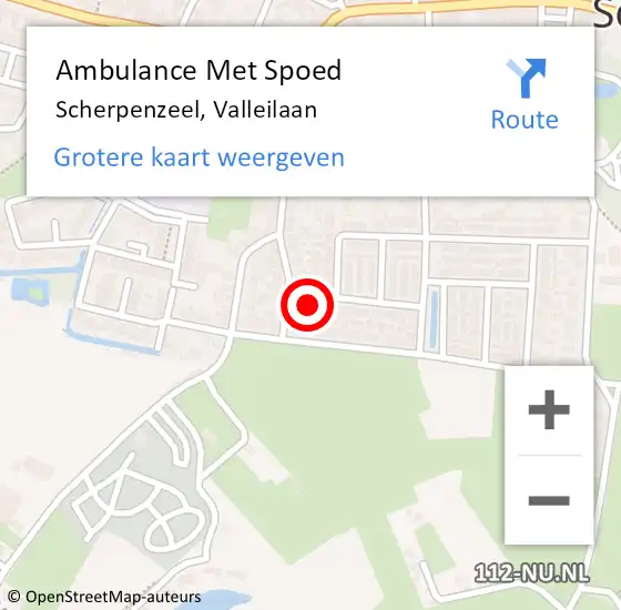 Locatie op kaart van de 112 melding: Ambulance Met Spoed Naar Scherpenzeel, Valleilaan op 10 september 2015 21:45