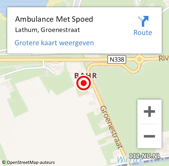 Locatie op kaart van de 112 melding: Ambulance Met Spoed Naar Lathum, Groenestraat op 10 september 2015 23:19