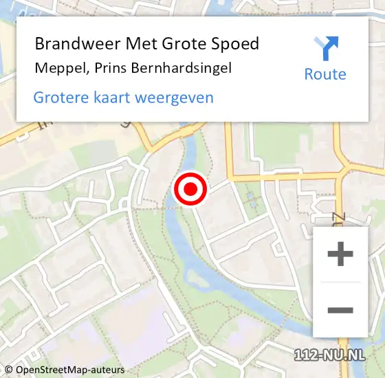Locatie op kaart van de 112 melding: Brandweer Met Grote Spoed Naar Meppel, Prins Bernhardsingel op 11 september 2015 00:37