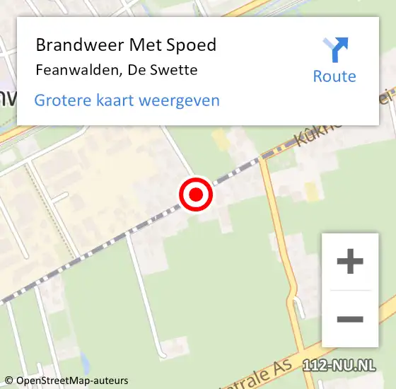 Locatie op kaart van de 112 melding: Brandweer Met Spoed Naar Feanwalden, De Swette op 11 september 2015 00:56