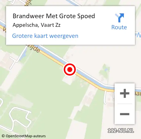 Locatie op kaart van de 112 melding: Brandweer Met Grote Spoed Naar Appelscha, Vaart Zz op 11 september 2015 01:20