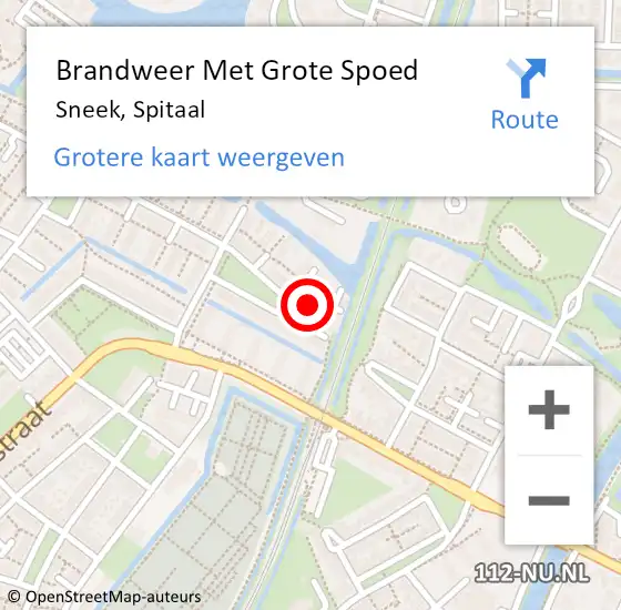 Locatie op kaart van de 112 melding: Brandweer Met Grote Spoed Naar Sneek, Spitaal op 11 september 2015 02:53