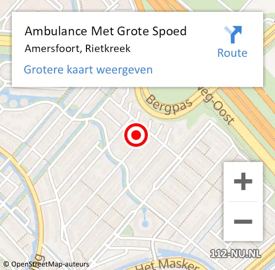 Locatie op kaart van de 112 melding: Ambulance Met Grote Spoed Naar Amersfoort, Rietkreek op 11 september 2015 08:00