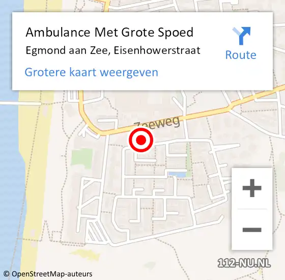 Locatie op kaart van de 112 melding: Ambulance Met Grote Spoed Naar Egmond aan Zee, Eisenhowerstraat op 11 september 2015 08:12