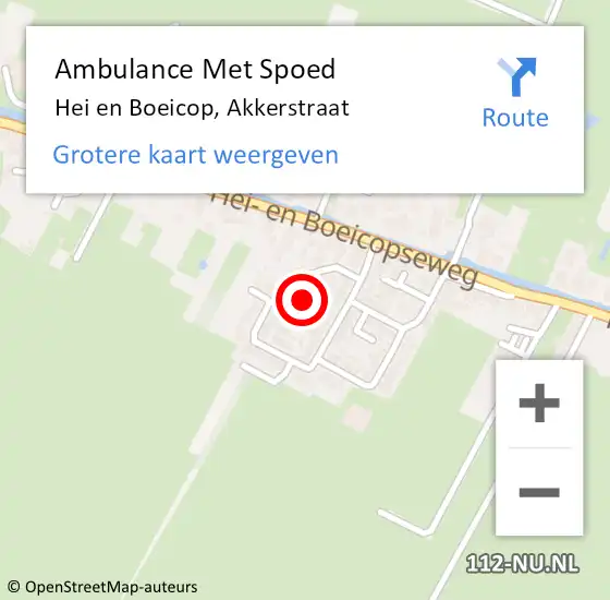 Locatie op kaart van de 112 melding: Ambulance Met Spoed Naar Hei en Boeicop, Akkerstraat op 11 september 2015 08:59