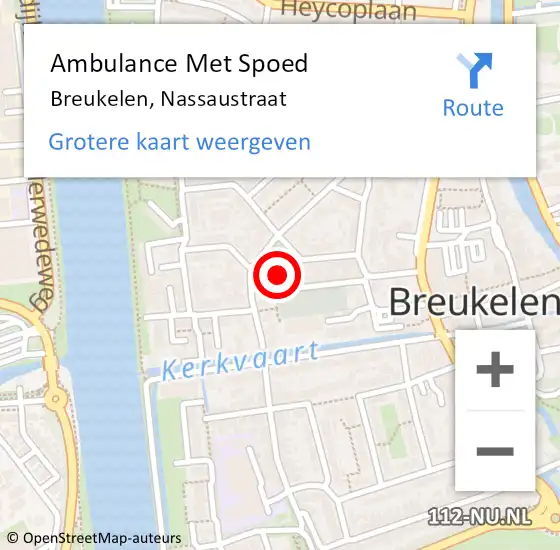 Locatie op kaart van de 112 melding: Ambulance Met Spoed Naar Breukelen, Nassaustraat op 11 september 2015 09:35