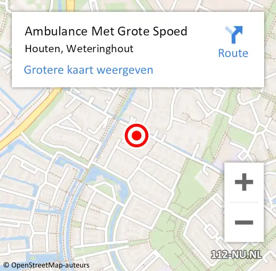 Locatie op kaart van de 112 melding: Ambulance Met Grote Spoed Naar Houten, Weteringhout op 11 september 2015 10:36