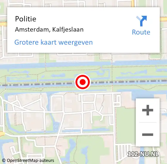 Locatie op kaart van de 112 melding: Politie Amsterdam, Kalfjeslaan op 11 september 2015 10:40