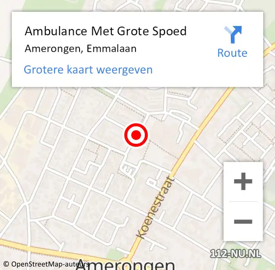 Locatie op kaart van de 112 melding: Ambulance Met Grote Spoed Naar Amerongen, Emmalaan op 20 november 2013 08:17