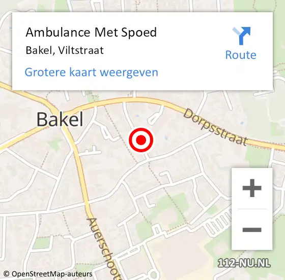 Locatie op kaart van de 112 melding: Ambulance Met Spoed Naar Bakel, Viltstraat op 11 september 2015 11:24