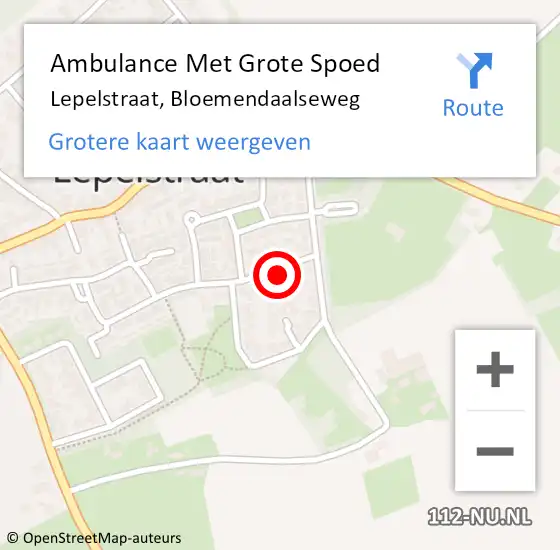 Locatie op kaart van de 112 melding: Ambulance Met Grote Spoed Naar Lepelstraat, Bloemendaalseweg op 11 september 2015 12:18