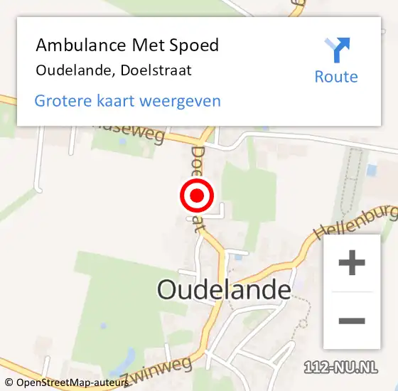 Locatie op kaart van de 112 melding: Ambulance Met Spoed Naar Oudelande, Doelstraat op 11 september 2015 12:25