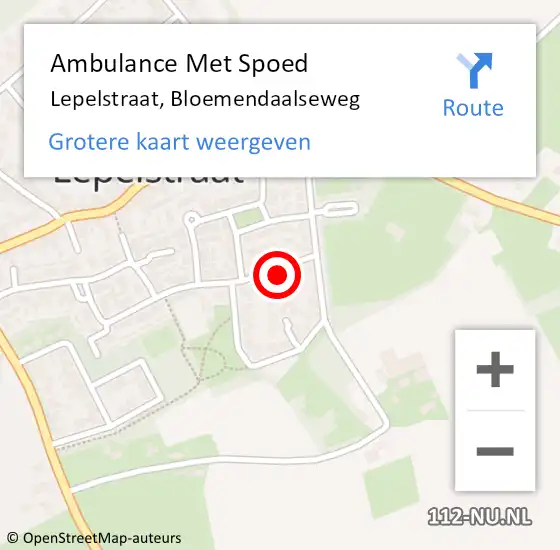 Locatie op kaart van de 112 melding: Ambulance Met Spoed Naar Lepelstraat, Bloemendaalseweg op 11 september 2015 12:36