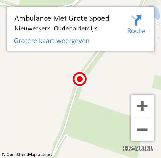 Locatie op kaart van de 112 melding: Ambulance Met Grote Spoed Naar Nieuwerkerk, Oudepolderdijk op 11 september 2015 13:14