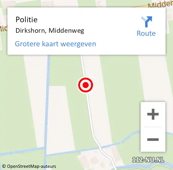 Locatie op kaart van de 112 melding: Politie Dirkshorn, Middenweg op 11 september 2015 13:30