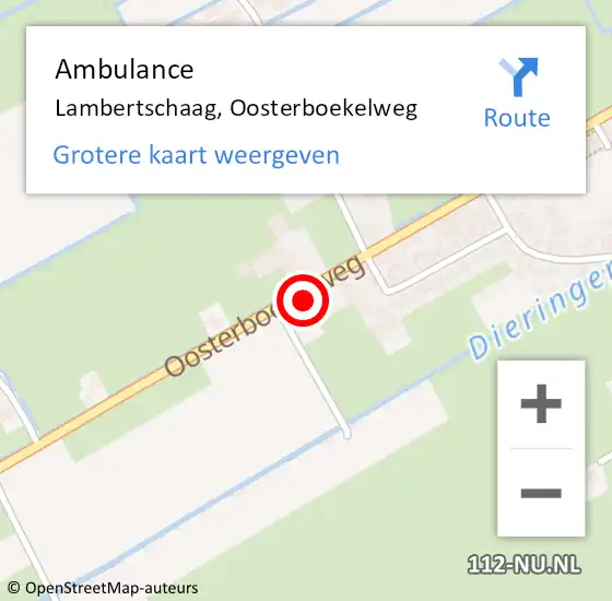 Locatie op kaart van de 112 melding: Ambulance Lambertschaag, Oosterboekelweg op 11 september 2015 14:14