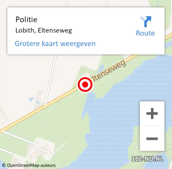 Locatie op kaart van de 112 melding: Politie Lobith, Eltenseweg op 11 september 2015 14:33