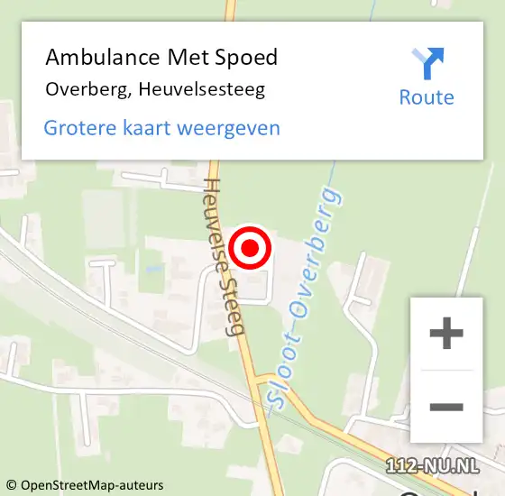 Locatie op kaart van de 112 melding: Ambulance Met Spoed Naar Overberg, Heuvelsesteeg op 11 september 2015 15:30