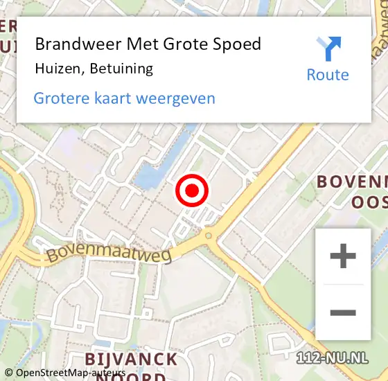 Locatie op kaart van de 112 melding: Brandweer Met Grote Spoed Naar Huizen, Betuining op 11 september 2015 15:36