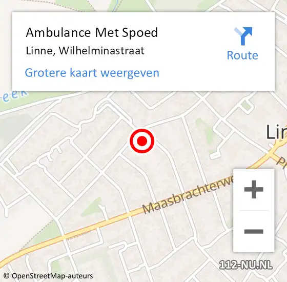 Locatie op kaart van de 112 melding: Ambulance Met Spoed Naar Linne, Wilhelminastraat op 11 september 2015 16:17