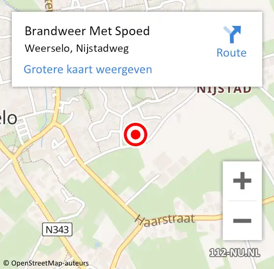 Locatie op kaart van de 112 melding: Brandweer Met Spoed Naar Weerselo, Nijstadweg op 11 september 2015 16:30