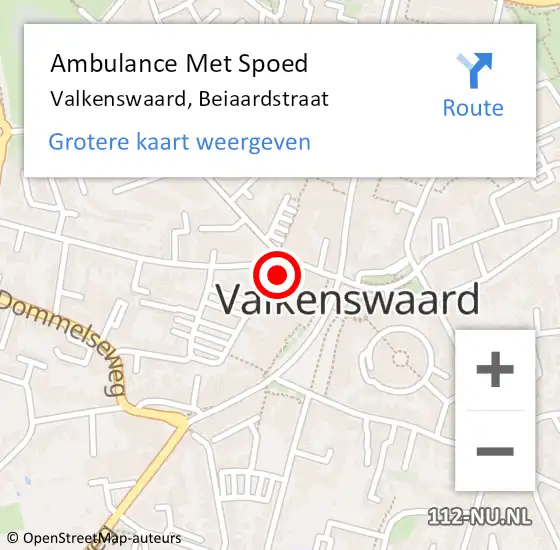 Locatie op kaart van de 112 melding: Ambulance Met Spoed Naar Valkenswaard, Beiaardstraat op 11 september 2015 16:34