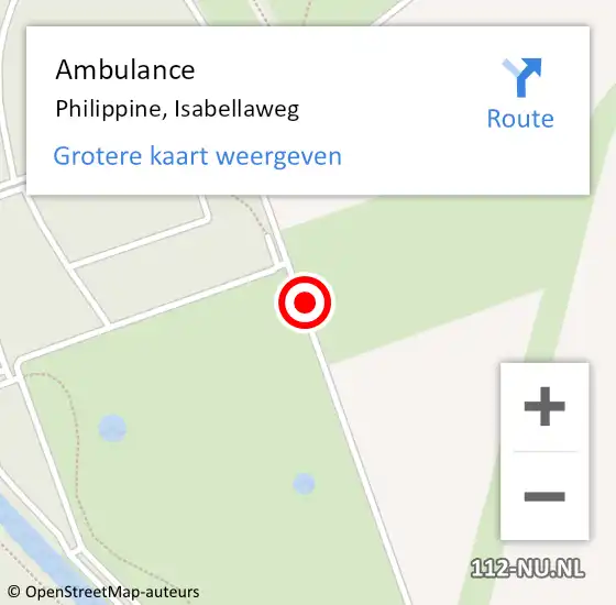 Locatie op kaart van de 112 melding: Ambulance Philippine, Isabellaweg op 11 september 2015 17:03