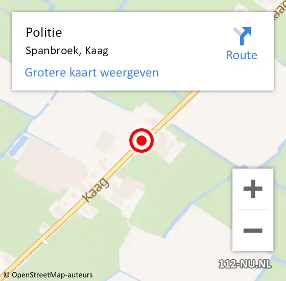 Locatie op kaart van de 112 melding: Politie Spanbroek, Kaag op 11 september 2015 17:44