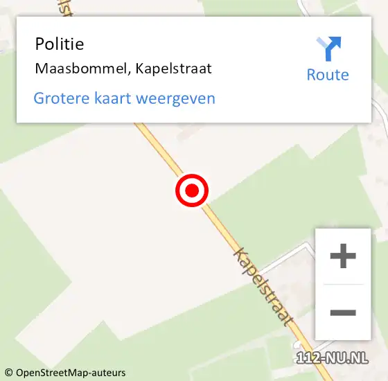 Locatie op kaart van de 112 melding: Politie Maasbommel, Kapelstraat op 11 september 2015 17:49