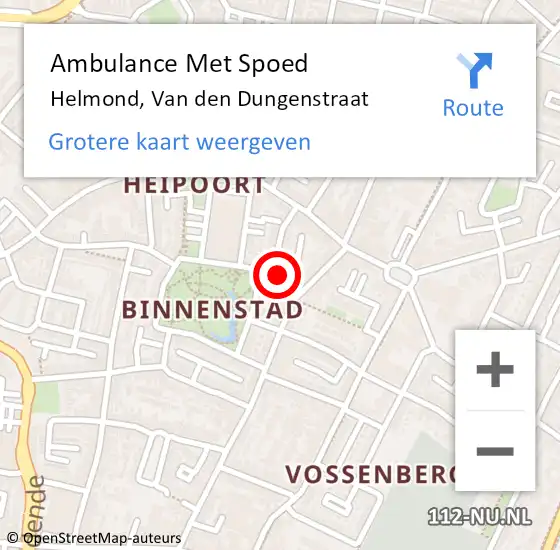 Locatie op kaart van de 112 melding: Ambulance Met Spoed Naar Helmond, Van den Dungenstraat op 11 september 2015 18:30