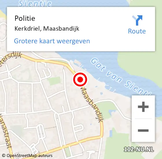 Locatie op kaart van de 112 melding: Politie Kerkdriel, Maasbandijk op 11 september 2015 19:07