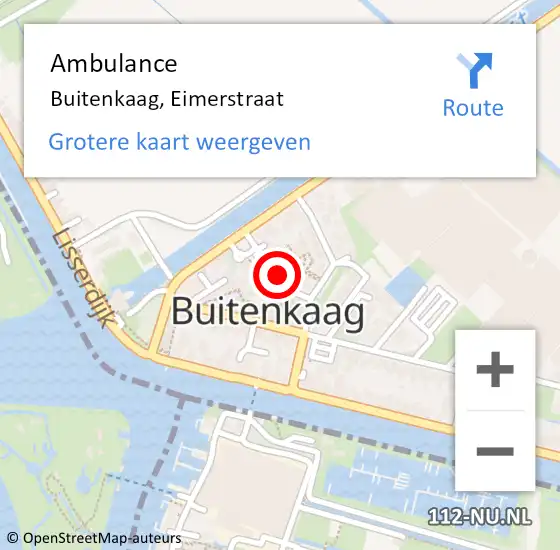 Locatie op kaart van de 112 melding: Ambulance Buitenkaag, Eimerstraat op 20 november 2013 09:11