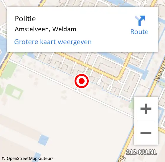 Locatie op kaart van de 112 melding: Politie Amstelveen, Weldam op 11 september 2015 19:47