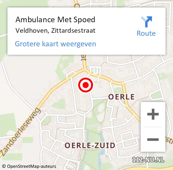 Locatie op kaart van de 112 melding: Ambulance Met Spoed Naar Veldhoven, Zittardsestraat op 11 september 2015 20:24