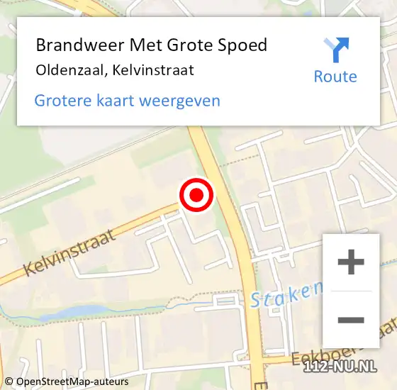 Locatie op kaart van de 112 melding: Brandweer Met Grote Spoed Naar Oldenzaal, Kelvinstraat op 11 september 2015 21:27