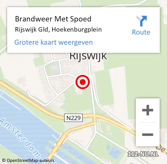 Locatie op kaart van de 112 melding: Brandweer Met Spoed Naar Rijswijk Gld, Hoekenburgplein op 11 september 2015 23:45