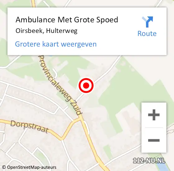 Locatie op kaart van de 112 melding: Ambulance Met Grote Spoed Naar Oirsbeek, Hulterweg op 20 november 2013 09:34