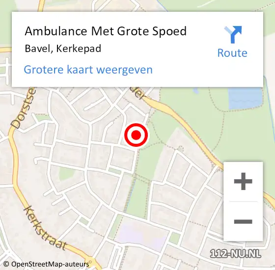 Locatie op kaart van de 112 melding: Ambulance Met Grote Spoed Naar Bavel, Kerkepad op 12 september 2015 07:21