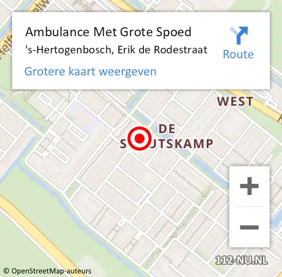 Locatie op kaart van de 112 melding: Ambulance Met Grote Spoed Naar 's-Hertogenbosch, Erik de Rodestraat op 12 september 2015 10:38