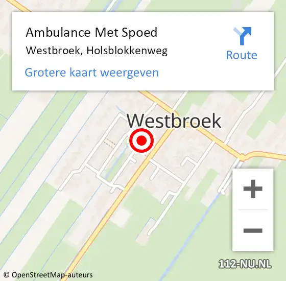 Locatie op kaart van de 112 melding: Ambulance Met Spoed Naar Westbroek, Holsblokkenweg op 12 september 2015 12:03