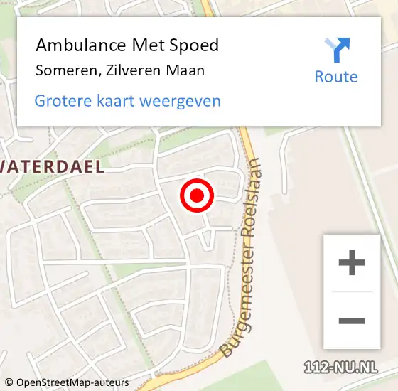 Locatie op kaart van de 112 melding: Ambulance Met Spoed Naar Someren, Zilveren Maan op 12 september 2015 12:13