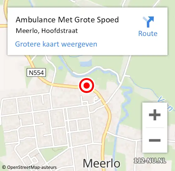 Locatie op kaart van de 112 melding: Ambulance Met Grote Spoed Naar Meerlo, Hoofdstraat op 12 september 2015 12:48