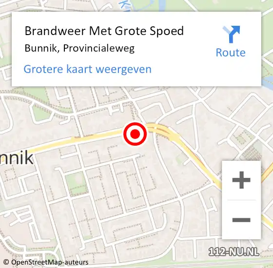 Locatie op kaart van de 112 melding: Brandweer Met Grote Spoed Naar Bunnik, Provincialeweg op 12 september 2015 13:02