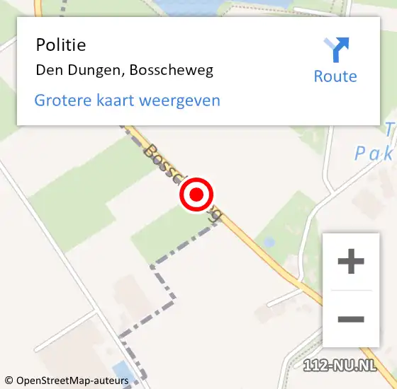 Locatie op kaart van de 112 melding: Politie Den Dungen, Bosscheweg op 12 september 2015 14:25