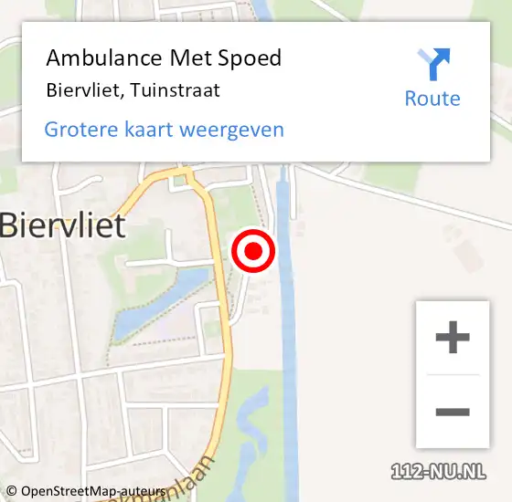 Locatie op kaart van de 112 melding: Ambulance Met Spoed Naar Biervliet, Tuinstraat op 12 september 2015 14:25