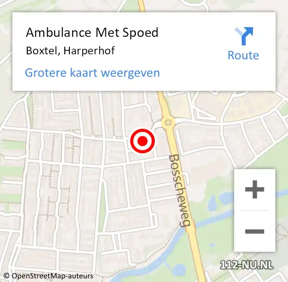 Locatie op kaart van de 112 melding: Ambulance Met Spoed Naar Boxtel, Harperhof op 12 september 2015 14:35