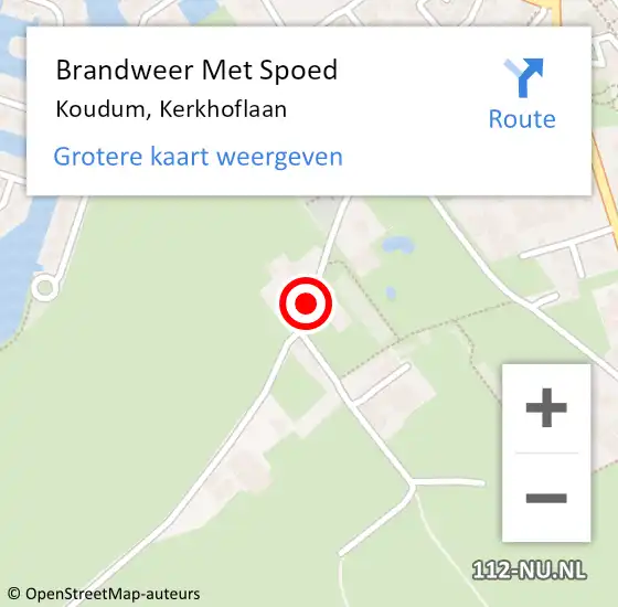 Locatie op kaart van de 112 melding: Brandweer Met Spoed Naar Koudum, Kerkhoflaan op 12 september 2015 15:13