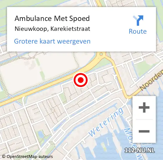 Locatie op kaart van de 112 melding: Ambulance Met Spoed Naar Nieuwkoop, Karekietstraat op 12 september 2015 16:43