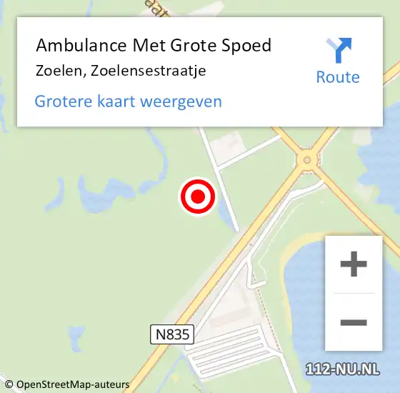 Locatie op kaart van de 112 melding: Ambulance Met Grote Spoed Naar Zoelen, Zoelensestraatje op 12 september 2015 16:53