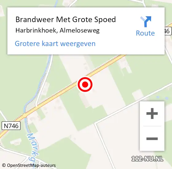 Locatie op kaart van de 112 melding: Brandweer Met Grote Spoed Naar Harbrinkhoek, Almeloseweg op 20 november 2013 10:35